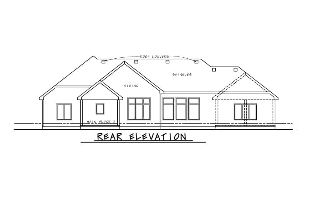 Home Plan Rear Elevation of this 3-Bedroom,2695 Sq Ft Plan -120-2643
