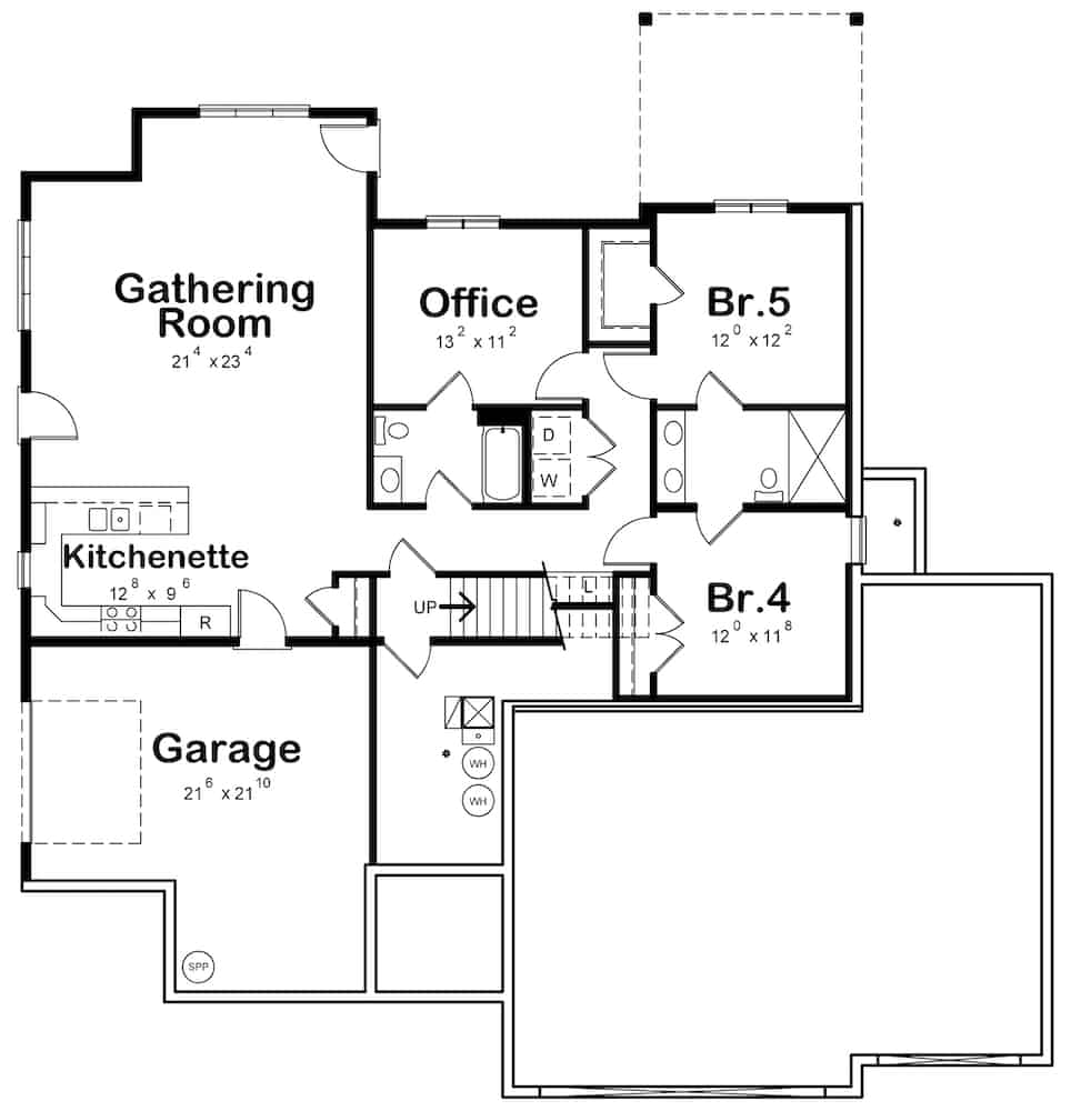 Floor Plan Basement of Contemporary Plan #120-2644