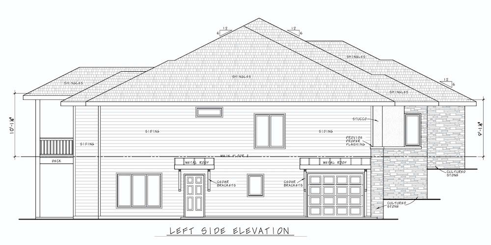 Home Plan Left Elevation of this 5-Bedroom,3743 Sq Ft Plan -120-2644