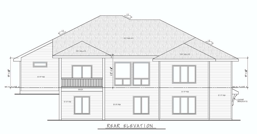Home Plan Rear Elevation of this 5-Bedroom,3743 Sq Ft Plan -120-2644