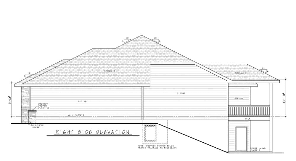 Home Plan Right Elevation of this 5-Bedroom,3743 Sq Ft Plan -120-2644