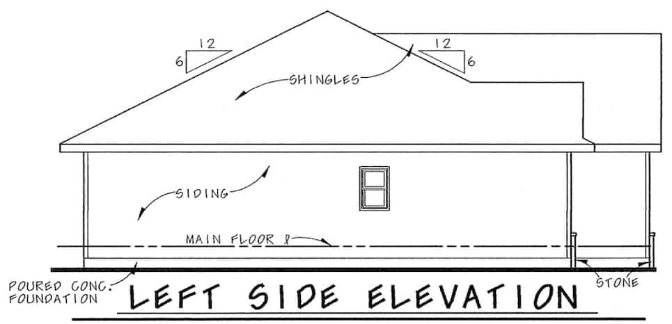 Home Plan Left Elevation of this 1-Bedroom,1136 Sq Ft Plan -120-2645