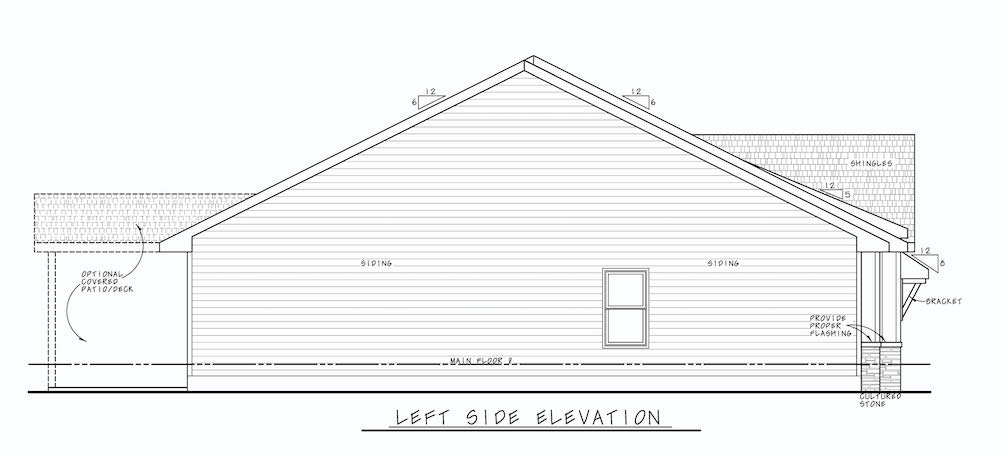 Home Plan Left Elevation of this 3-Bedroom,1603 Sq Ft Plan -120-2647