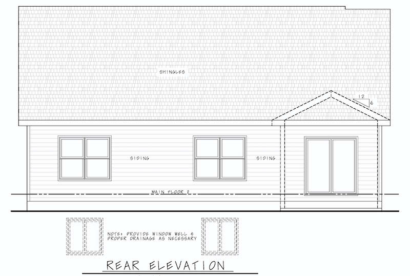 Home Plan Rear Elevation of this 3-Bedroom,1603 Sq Ft Plan -120-2647