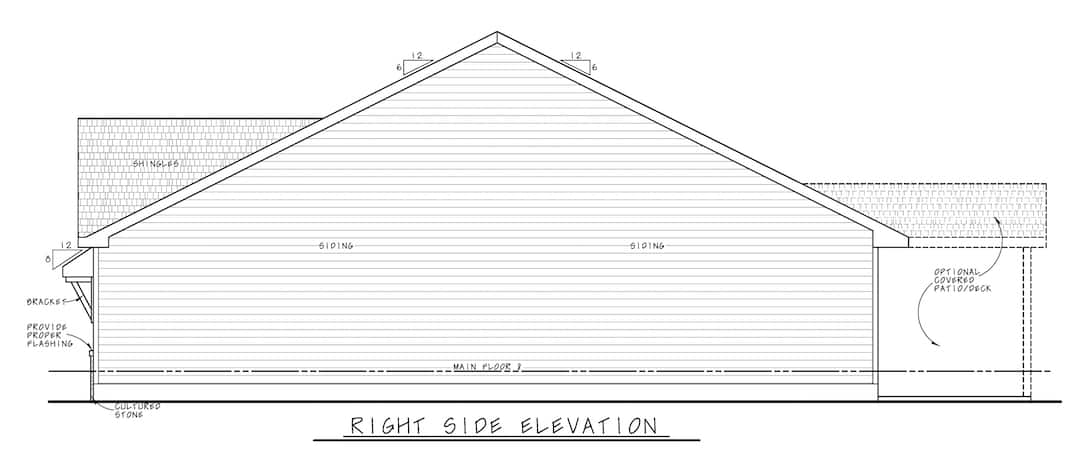 Home Plan Right Elevation of this 3-Bedroom,1603 Sq Ft Plan -120-2647