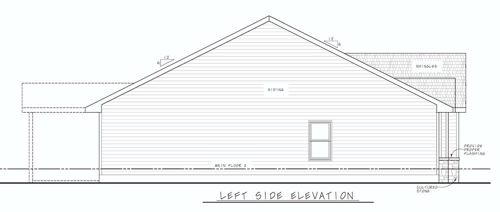 Home Plan Left Elevation of this 3-Bedroom,1603 Sq Ft Plan -120-2648