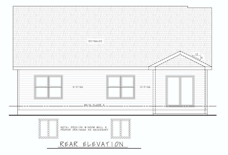 Home Plan Rear Elevation of this 3-Bedroom,1603 Sq Ft Plan -120-2648