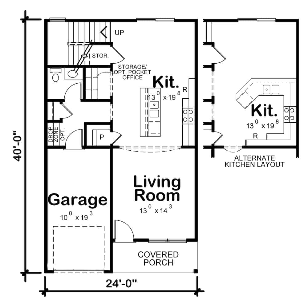 Floor Plan Main Level of Farmhouse Plan #120-2649