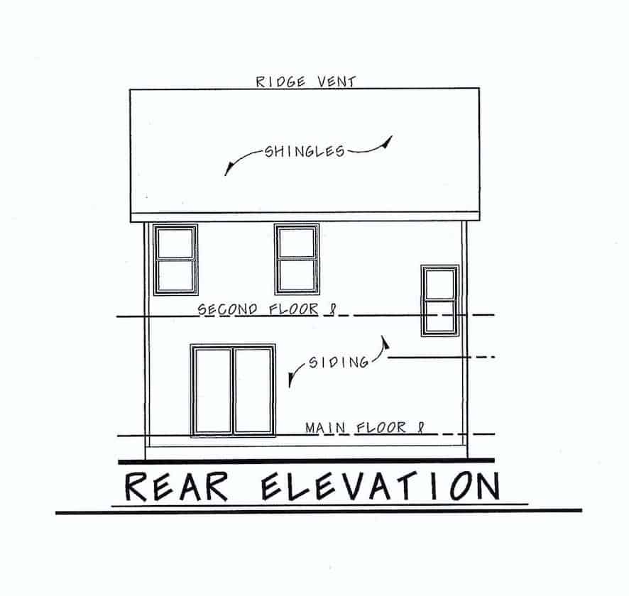 Home Plan Rear Elevation of this 3-Bedroom,1518 Sq Ft Plan -120-2649