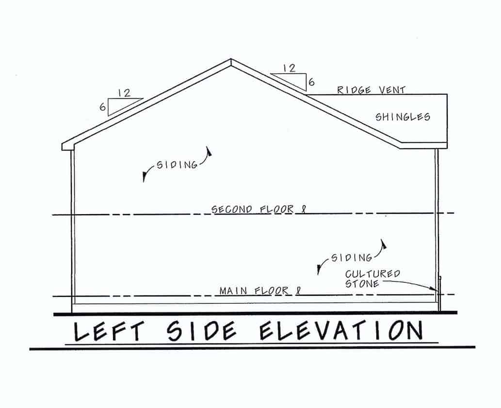 Home Plan Left Elevation of this 3-Bedroom,1518 Sq Ft Plan -120-2649