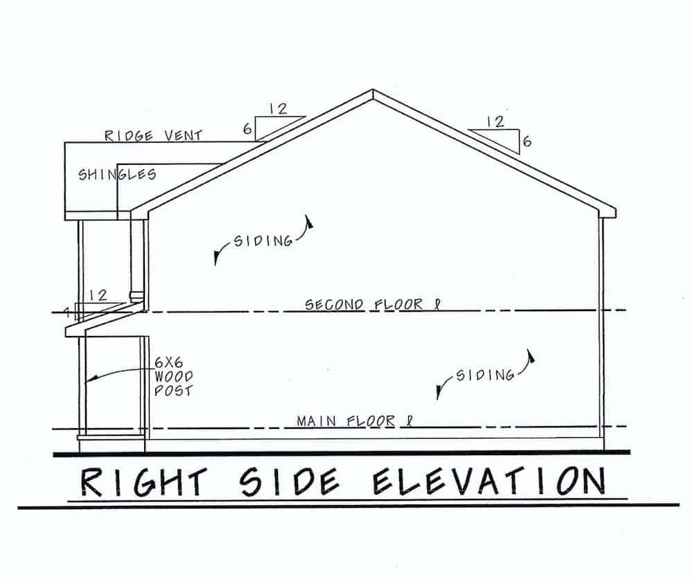 Home Plan Right Elevation of this 3-Bedroom,1518 Sq Ft Plan -120-2649