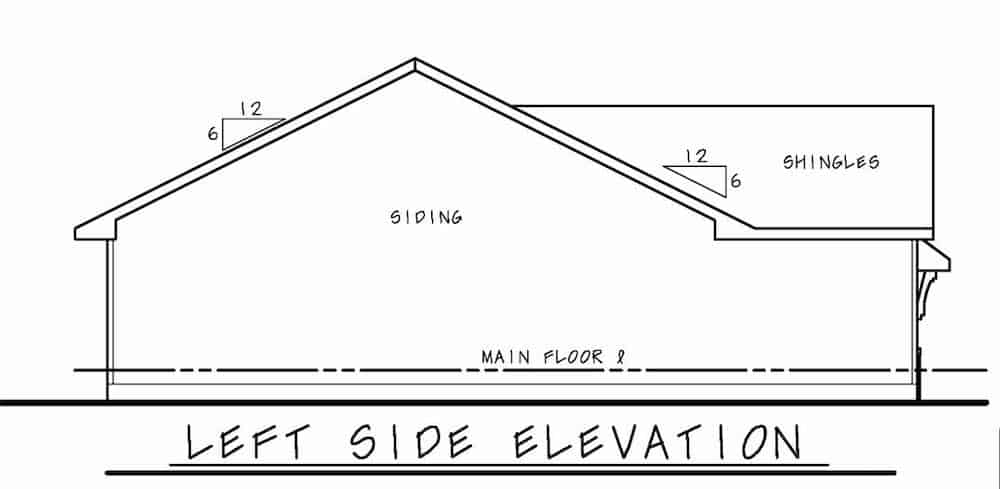 Home Plan Left Elevation of this 3-Bedroom,1176 Sq Ft Plan -120-2650