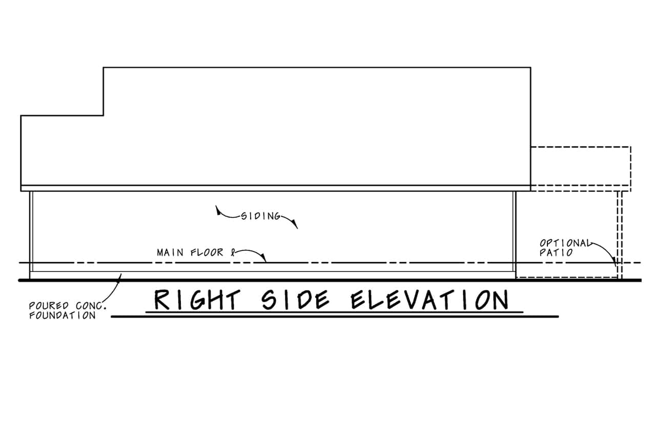 Home Plan Right Elevation of this 2-Bedroom,1387 Sq Ft Plan -120-2651