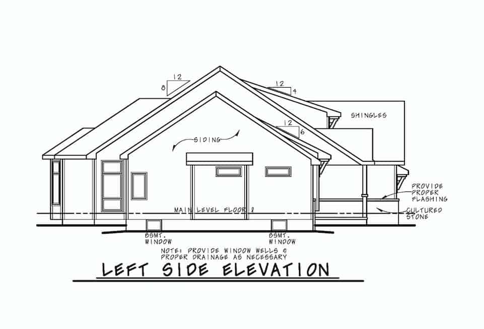 Home Plan Left Elevation of this 3-Bedroom,1925 Sq Ft Plan -120-2652