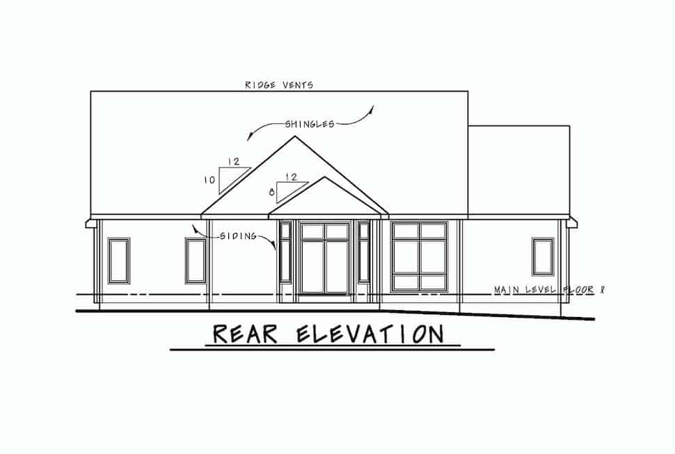 Home Plan Rear Elevation of this 3-Bedroom,1925 Sq Ft Plan -120-2652