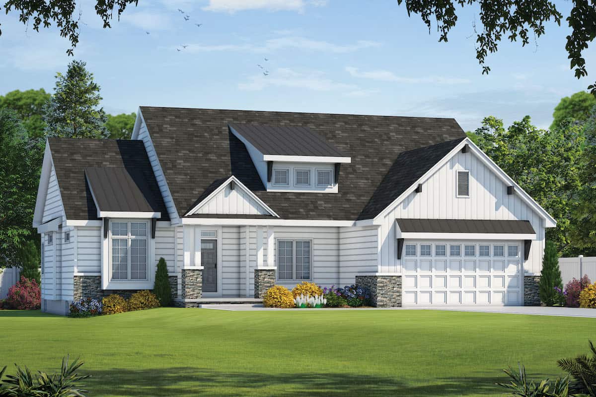 Farmhouse home (ThePlanCollection: Plan #120-2652)