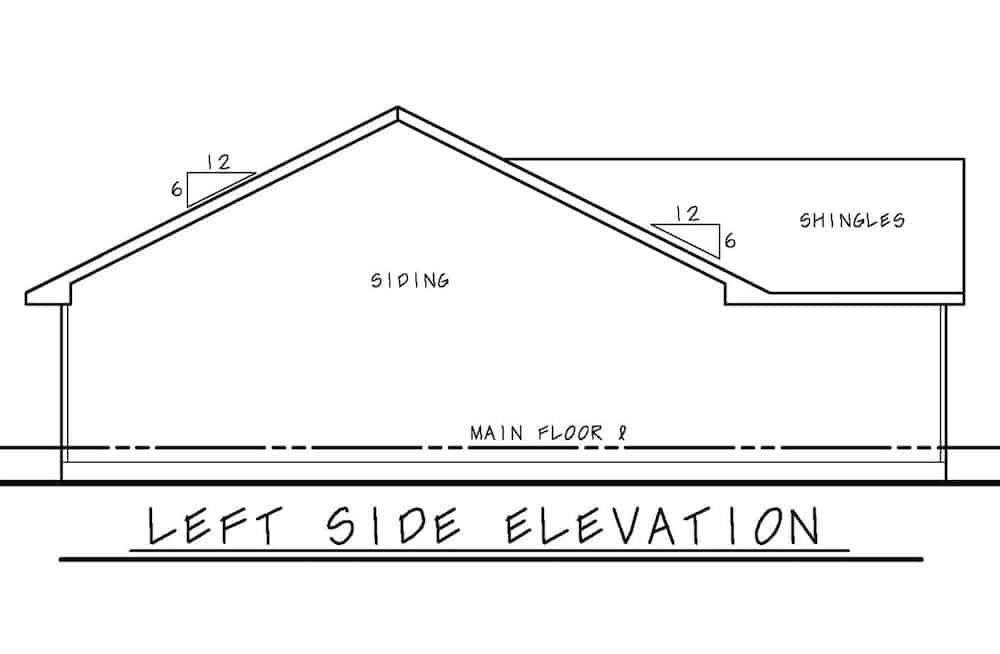 Home Plan Left Elevation of this 3-Bedroom,1176 Sq Ft Plan -120-2653