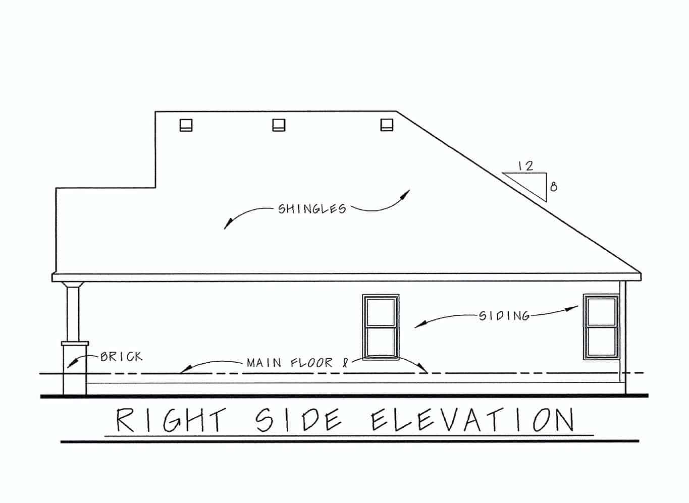 Home Plan Right Elevation of this 3-Bedroom,1195 Sq Ft Plan -120-2654