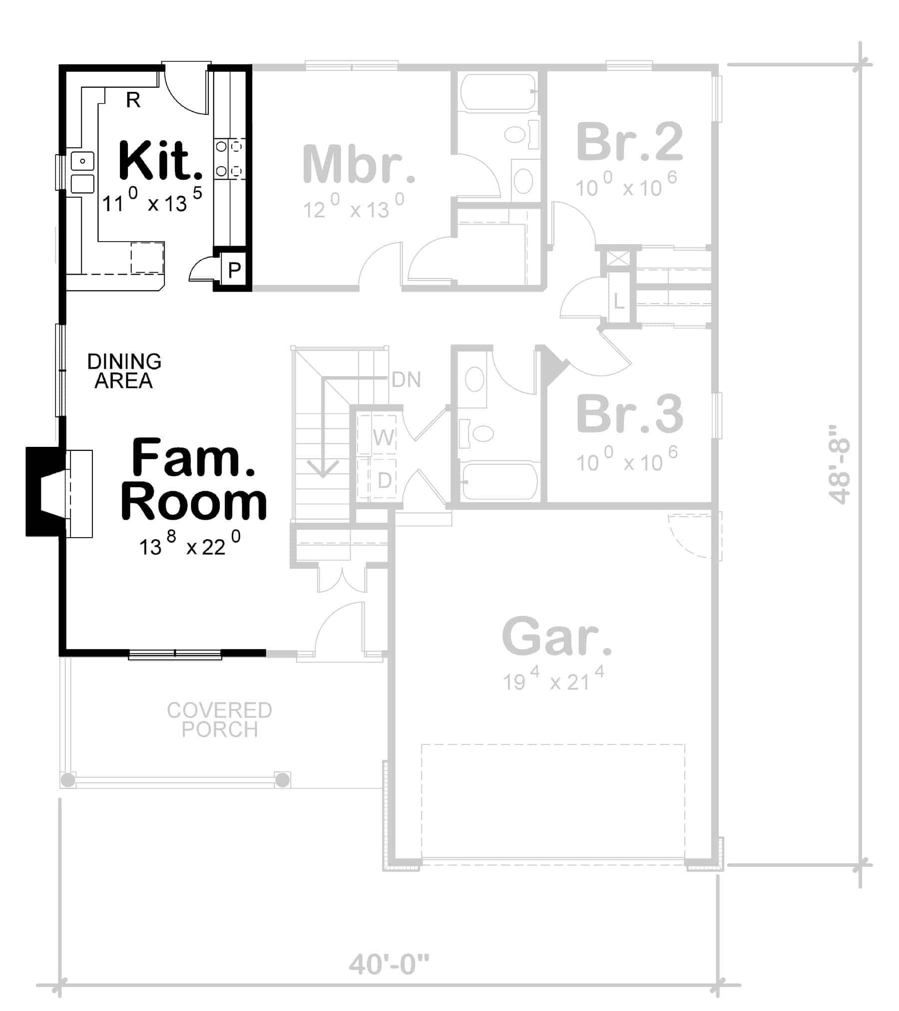 Main Level of Ranch Plan #120-2654