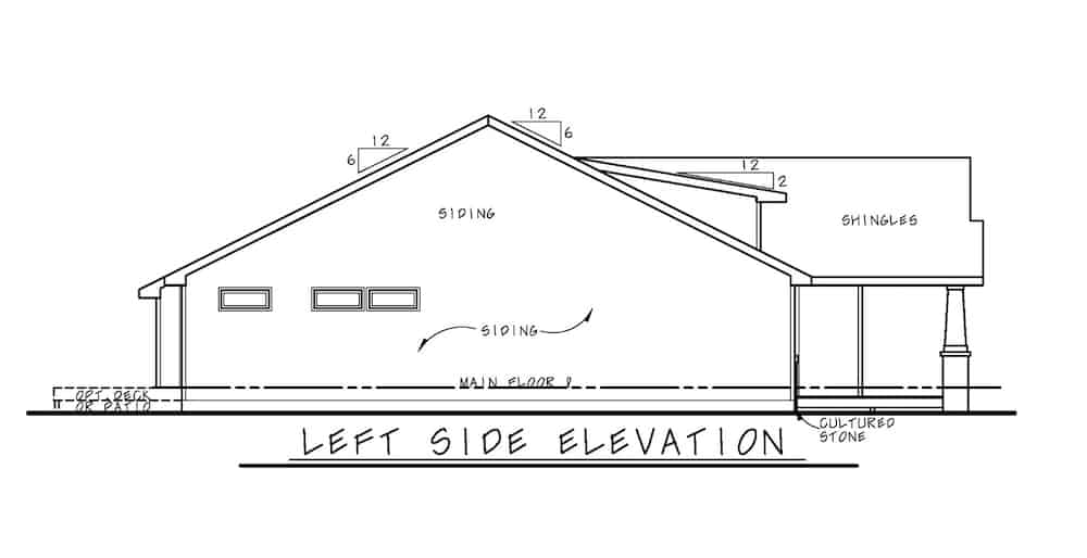 Home Plan Left Elevation of this 3-Bedroom,1195 Sq Ft Plan -120-2656