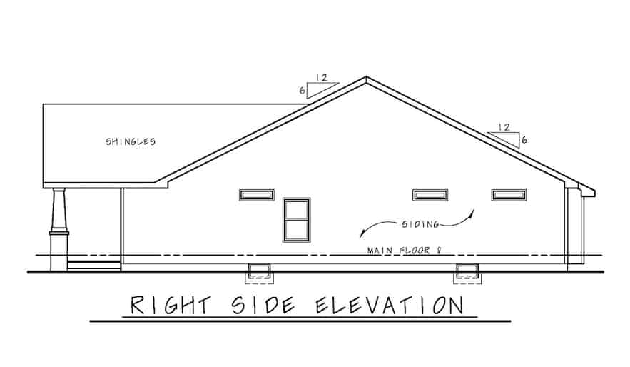 Home Plan Right Elevation of this 3-Bedroom,1195 Sq Ft Plan -120-2656