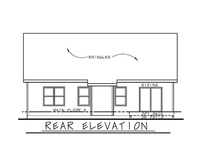 Home Plan Rear Elevation of this 3-Bedroom,1195 Sq Ft Plan -120-2656