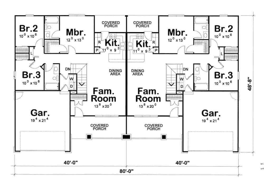 Floor Plan Main Level of Farmhouse Plan #120-2657
