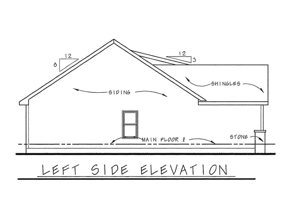 Home Plan Left Elevation of this 3-Bedroom,1699 Sq Ft Plan -120-2657