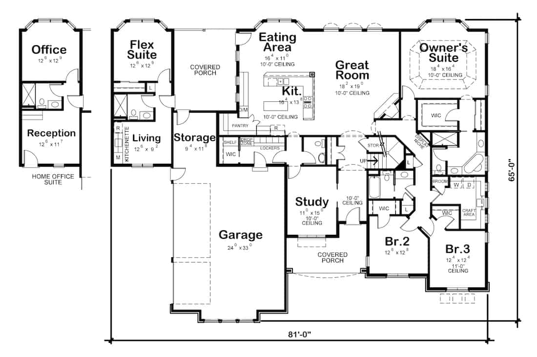 Floor Plan Main Level of Contemporary Plan #120-2659