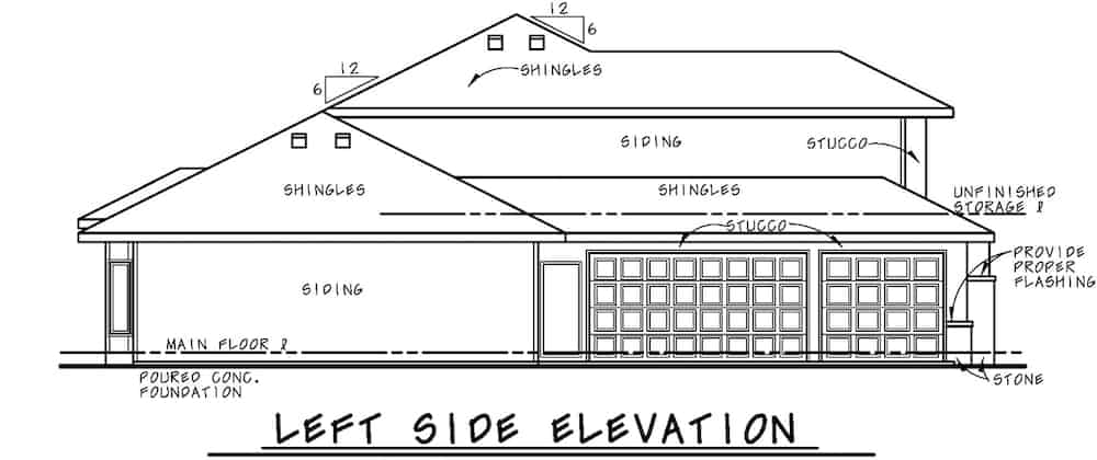 Home Plan Left Elevation of this 4-Bedroom,3015 Sq Ft Plan -120-2659