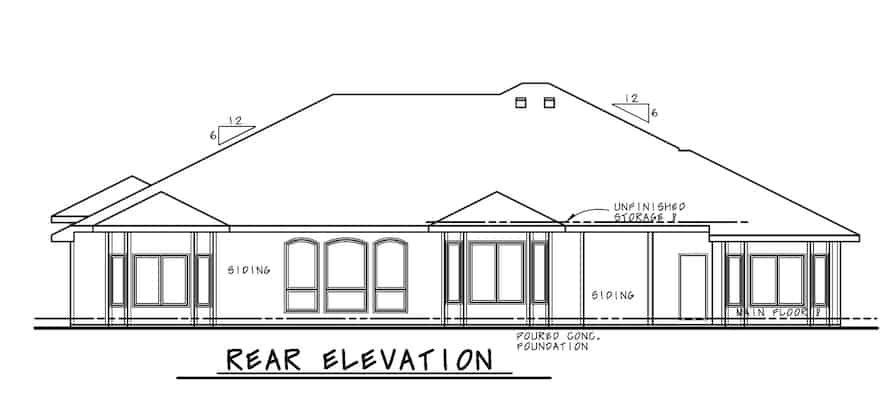 Home Plan Rear Elevation of this 4-Bedroom,3015 Sq Ft Plan -120-2659