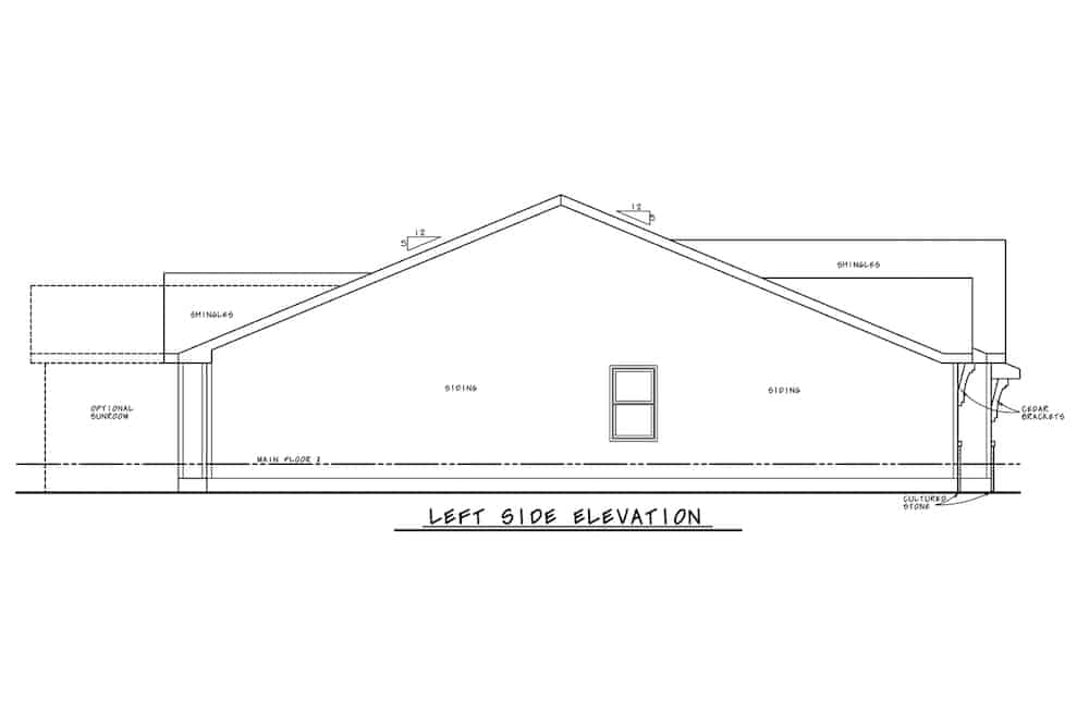 Home Plan Left Elevation of this 2-Bedroom,1664 Sq Ft Plan -120-2660