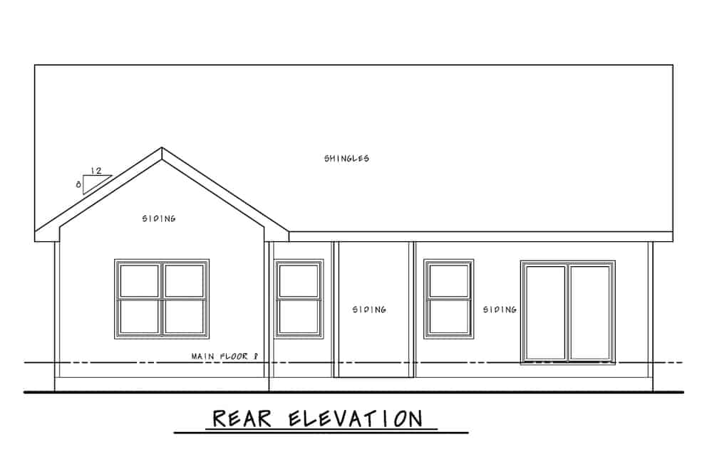Home Plan Rear Elevation of this 2-Bedroom,1664 Sq Ft Plan -120-2660
