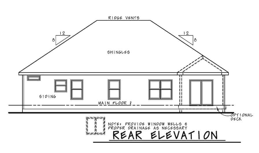 Home Plan Rear Elevation of this 3-Bedroom,1936 Sq Ft Plan -120-2662