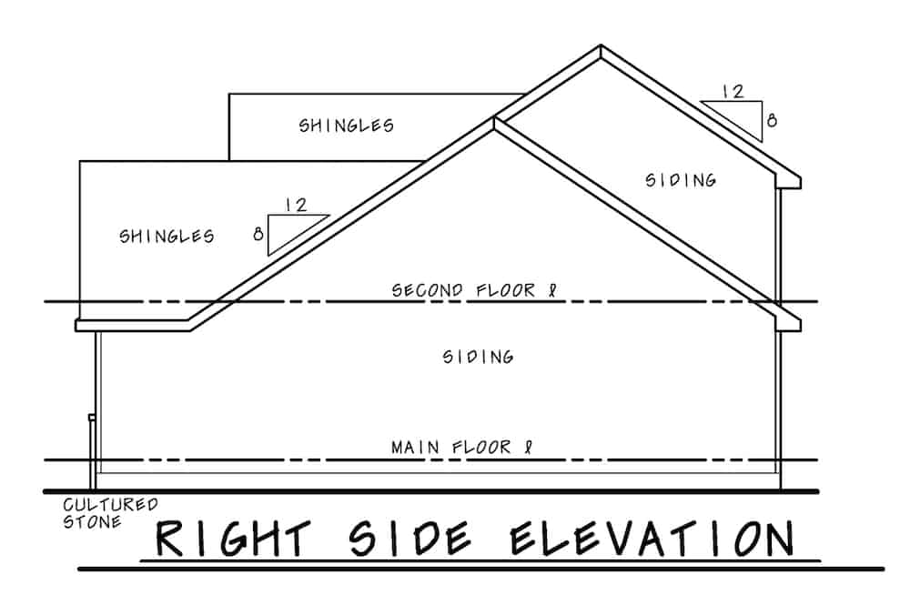 Home Plan Right Elevation of this 4-Bedroom,1554 Sq Ft Plan -120-2663