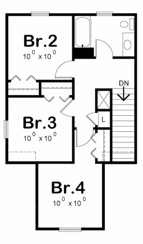 Floor Plan Upper Level of Farmhouse Plan #120-2663