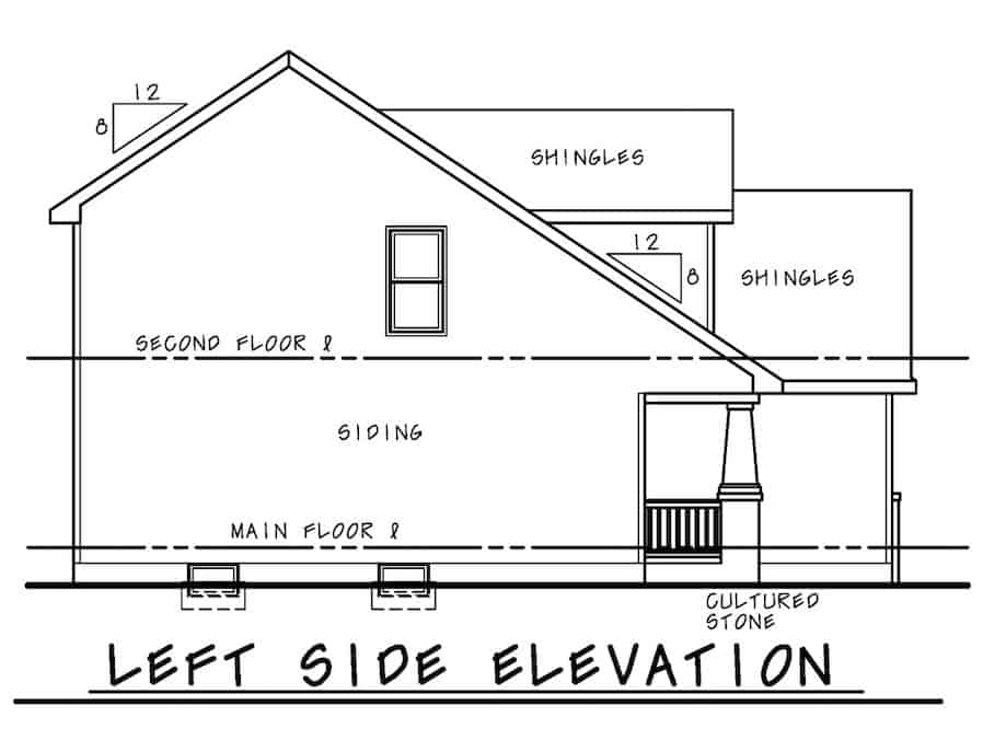 Home Plan Left Elevation of this 4-Bedroom,1554 Sq Ft Plan -120-2663