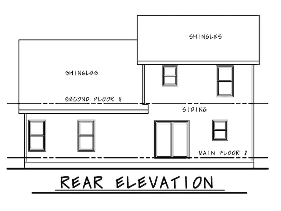 Home Plan Rear Elevation of this 4-Bedroom,1554 Sq Ft Plan -120-2663
