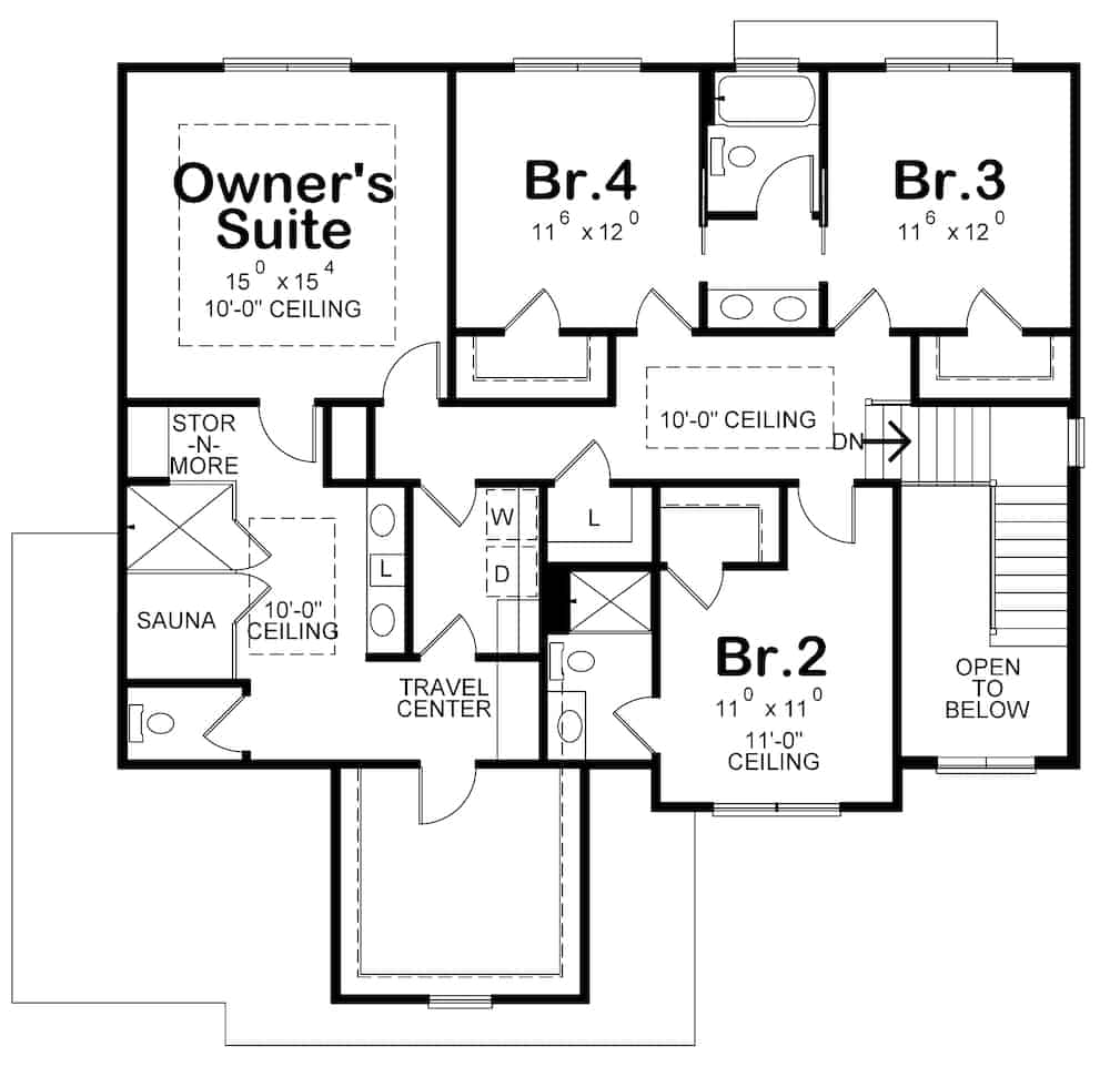 Floor Plan Upper Level of Contemporary Plan #120-2664