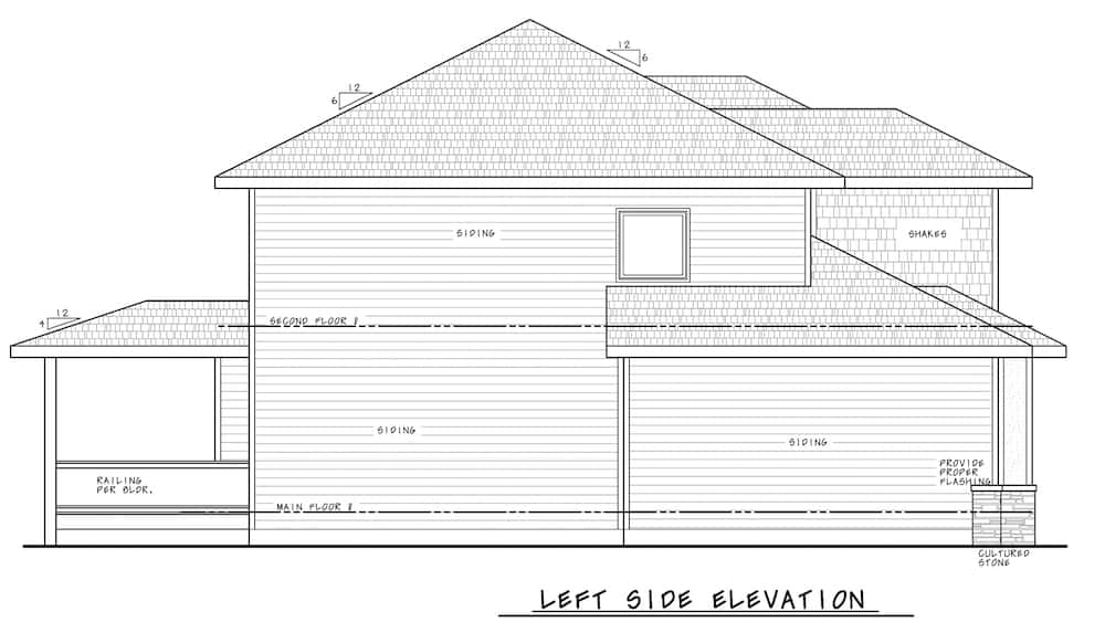 Home Plan Left Elevation of this 4-Bedroom,2738 Sq Ft Plan -120-2664