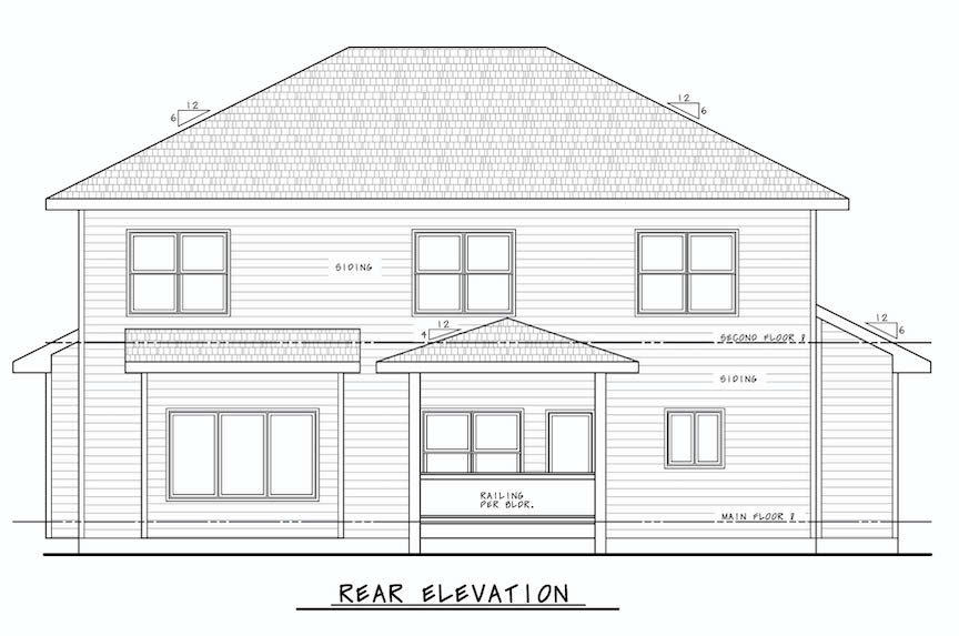 Home Plan Rear Elevation of this 4-Bedroom,2738 Sq Ft Plan -120-2664