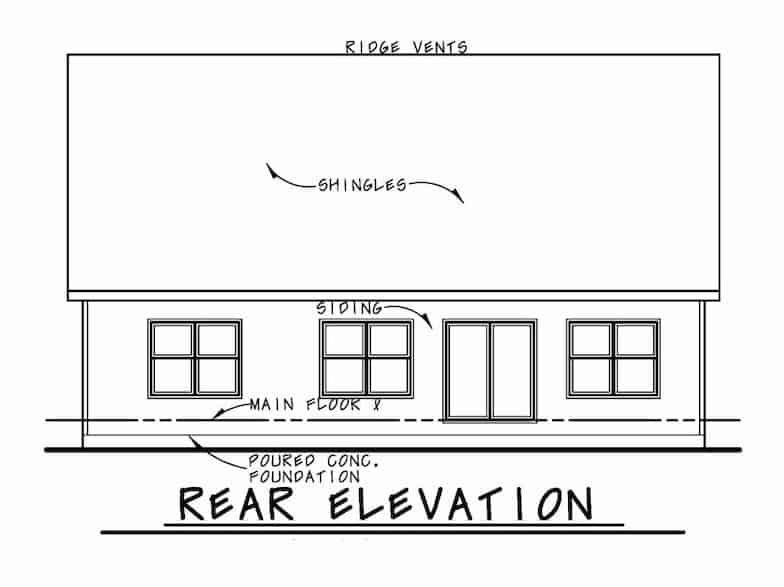 Home Plan Rear Elevation of this 4-Bedroom,2114 Sq Ft Plan -120-2665