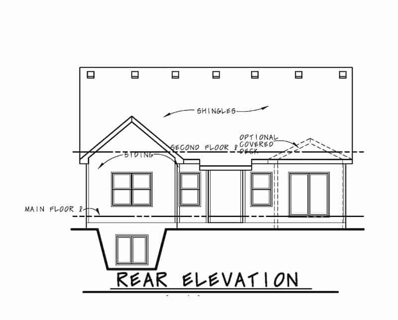 Home Plan Rear Elevation of this 3-Bedroom,1898 Sq Ft Plan -120-2666