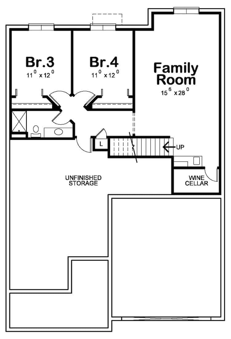 Floor Plan Basement of Farmhouse Plan #120-2666