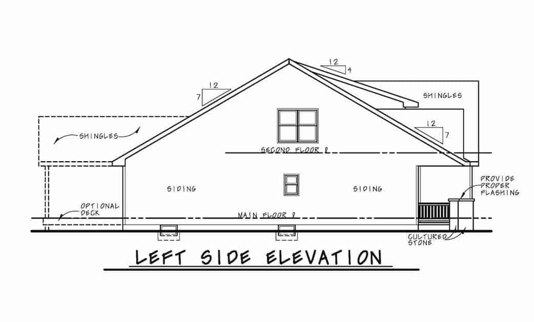 Home Plan Left Elevation of this 4-Bedroom,2232 Sq Ft Plan -120-2667