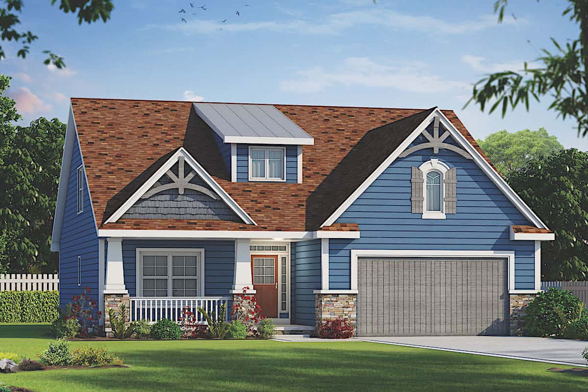 Front elevation of Farmhouse home (ThePlanCollection: House Plan #120-2667)