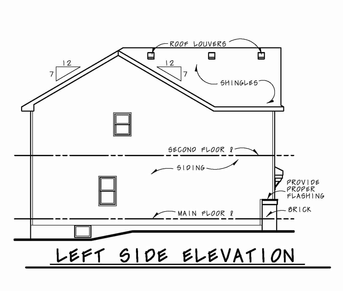 Home Plan Left Elevation of this 4-Bedroom,2134 Sq Ft Plan -120-2668