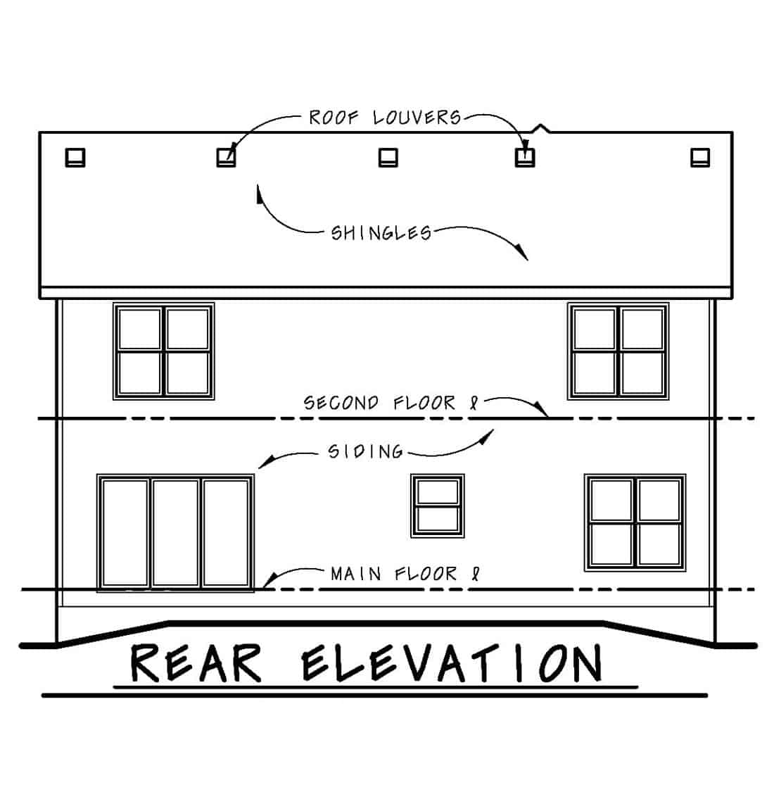 Home Plan Rear Elevation of this 4-Bedroom,2134 Sq Ft Plan -120-2668