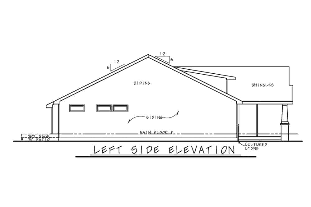 Home Plan Left Elevation of this 2-Bedroom,1511 Sq Ft Plan -120-2669