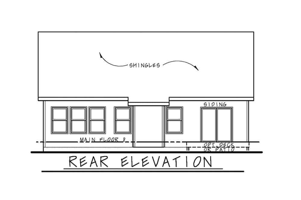 Home Plan Rear Elevation of this 2-Bedroom,1511 Sq Ft Plan -120-2669